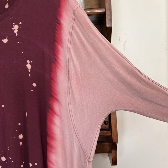 EASEL Burgundy/Fuschia/Rose Pink Distressed Acid Look Hi Lo Dress, Sz Small,NWT. - Picture 8 of 10